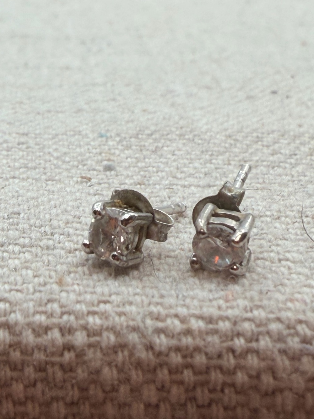 Clear Round Crystal Stud Earrings - Silver